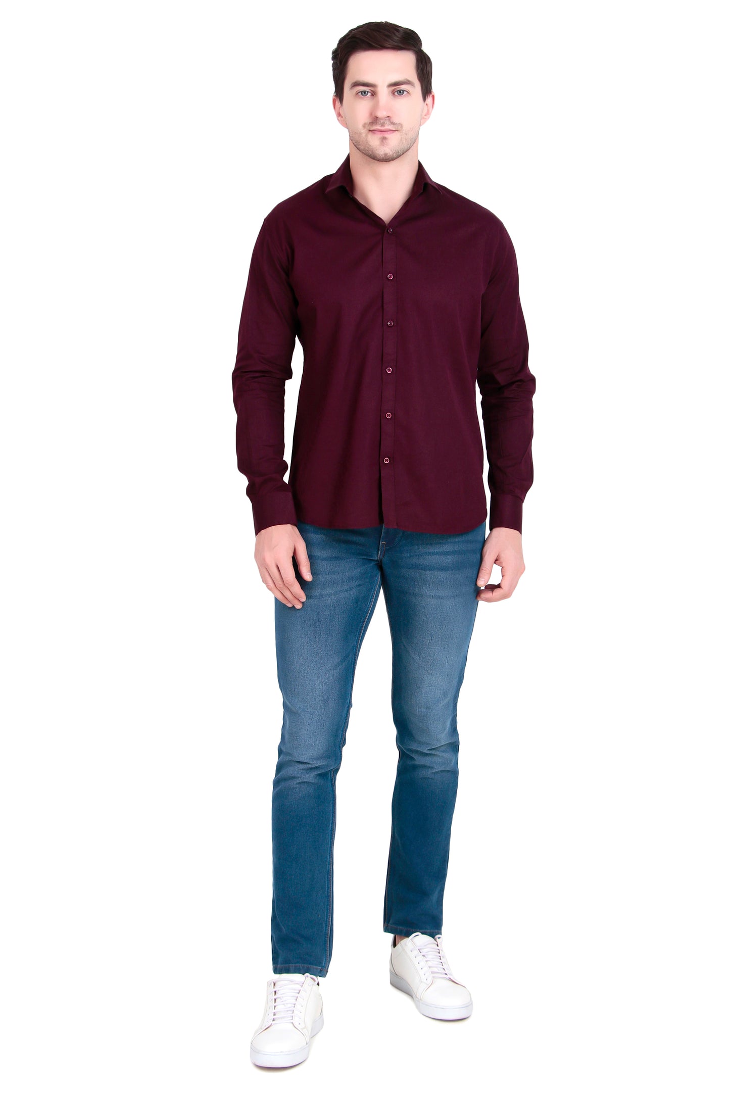 Men's Plain Maroon Satin Lycra Shirt