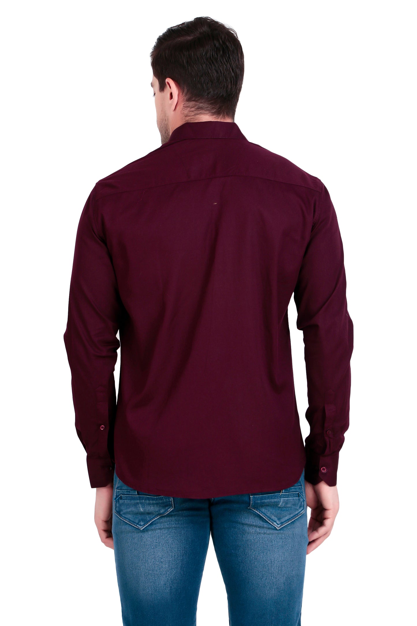Men's Plain Maroon Satin Lycra Shirt