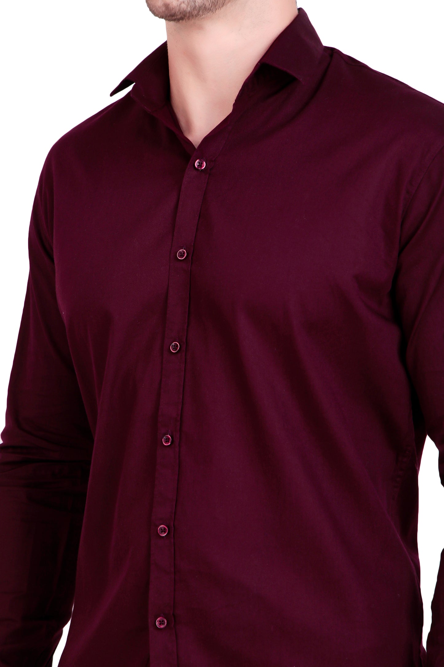 Men's Plain Maroon Satin Lycra Shirt
