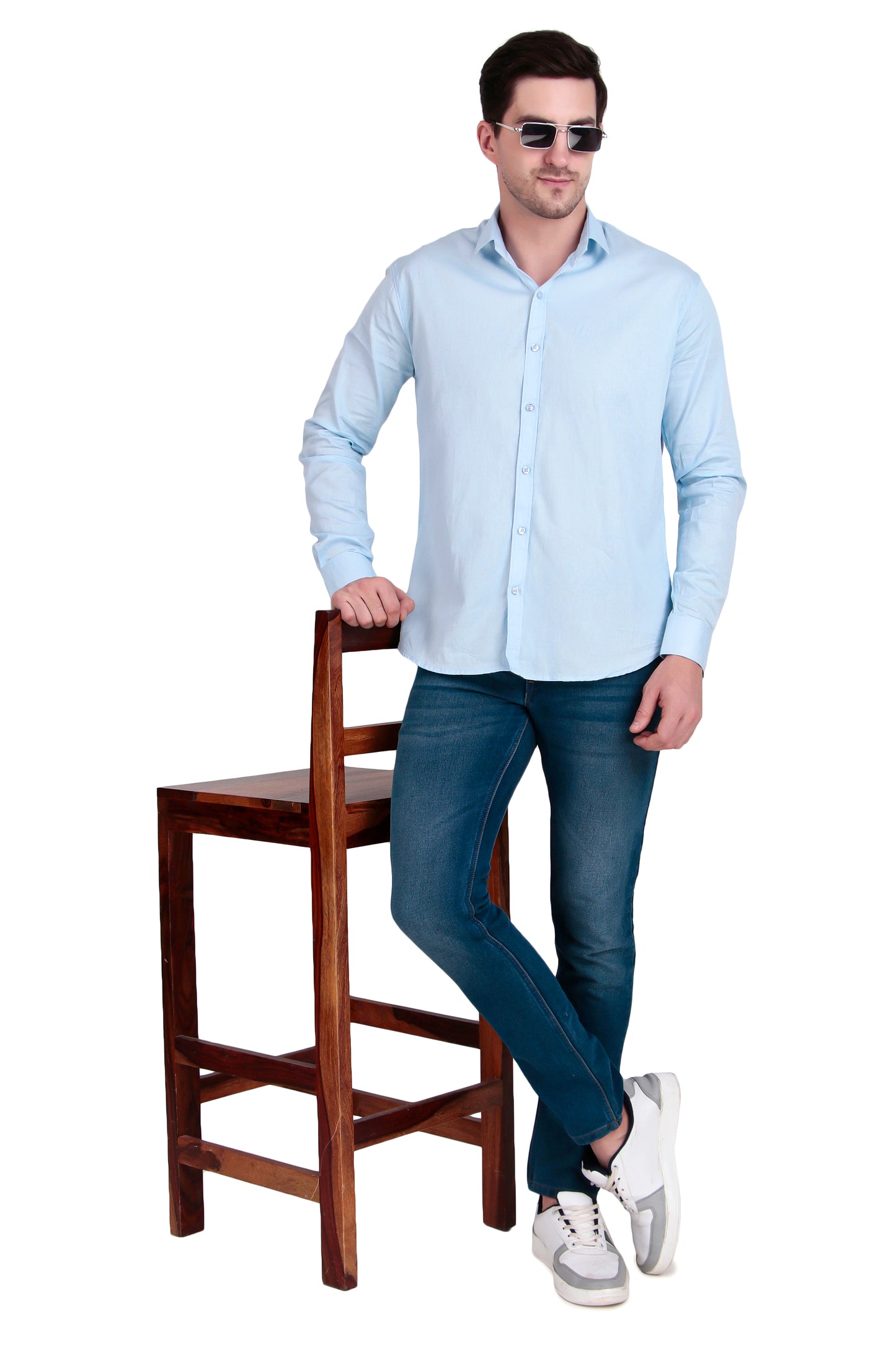 Men's Sky Blue Cotton Twill Shirt