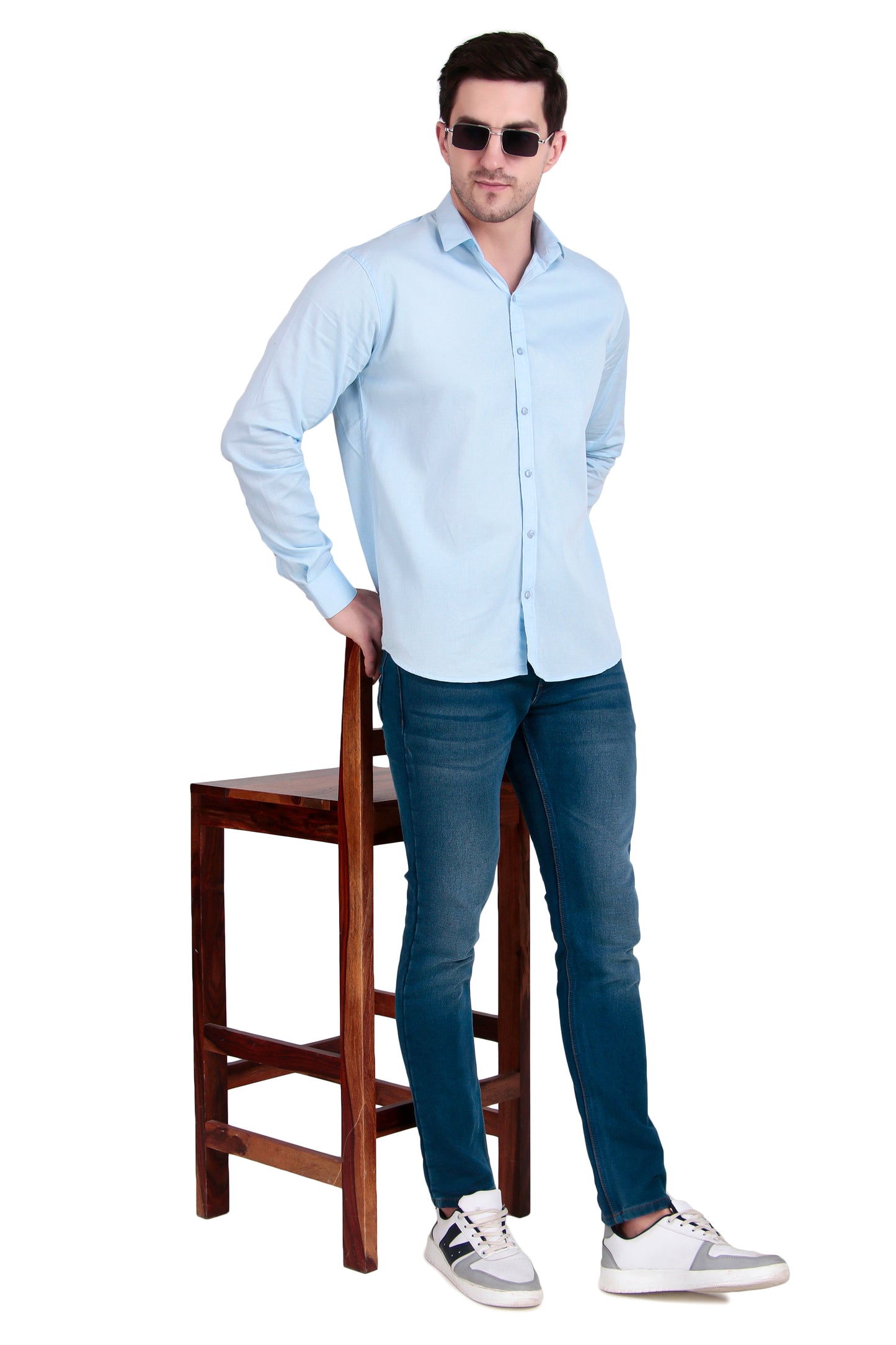 Men's Sky Blue Cotton Twill Shirt