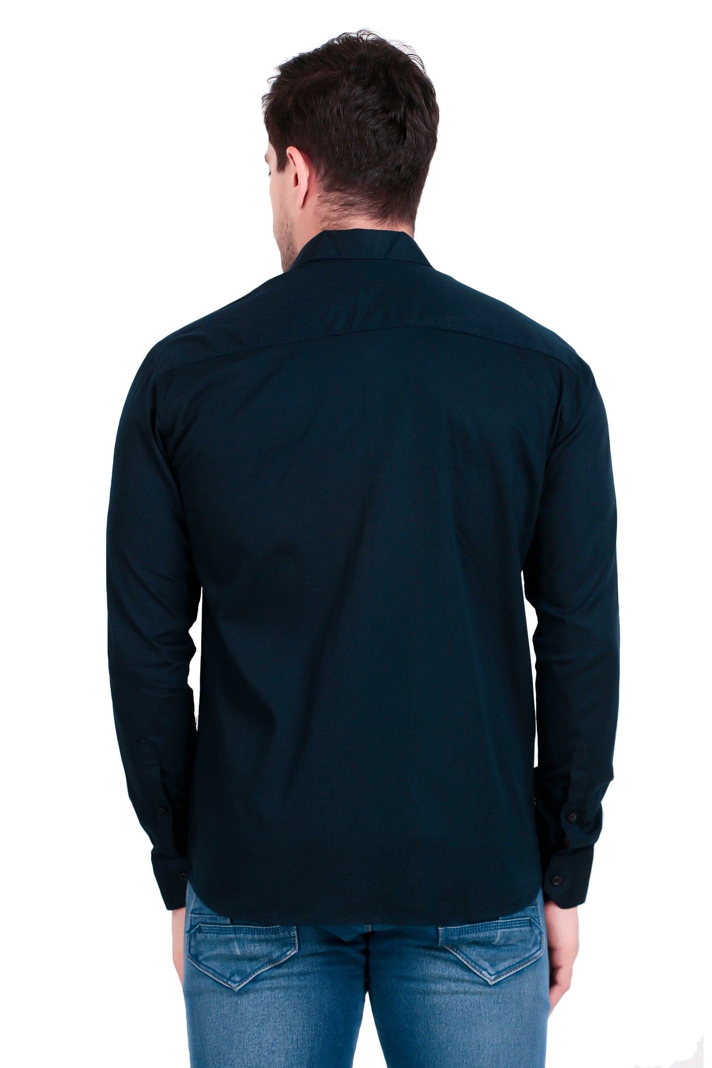 Regular Fit Plain Navy Blue Oxford Shirt