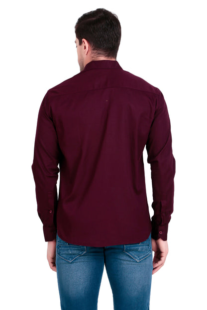 Men's Plain Maroon Satin Lycra Shirt