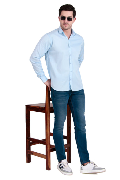 Men's Sky Blue Cotton Twill Shirt