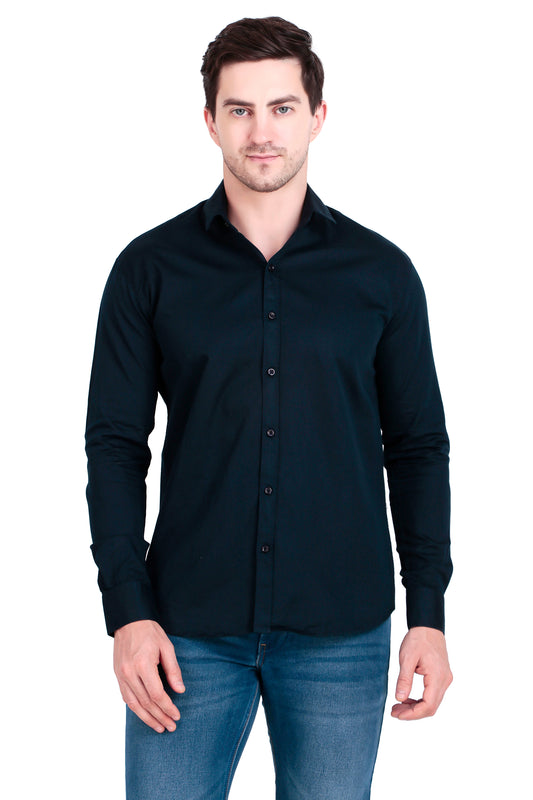Regular Fit Plain Navy Blue Oxford Shirt