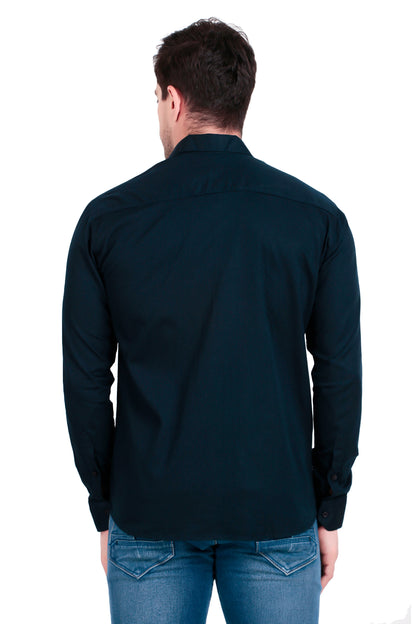 Regular Fit Plain Navy Blue Oxford Shirt